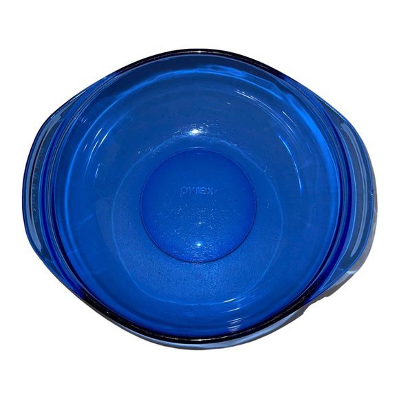 Vintage Pyrex Cobalt Blue 024 Round Casserole Baking Bowl Dish 2 Qt 2 Liter - Picture 6 of 11